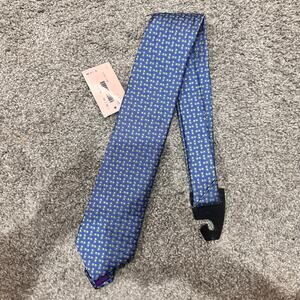 Tom James Ventura Blue Yellow Patterned Silk Tie NEW With Tags